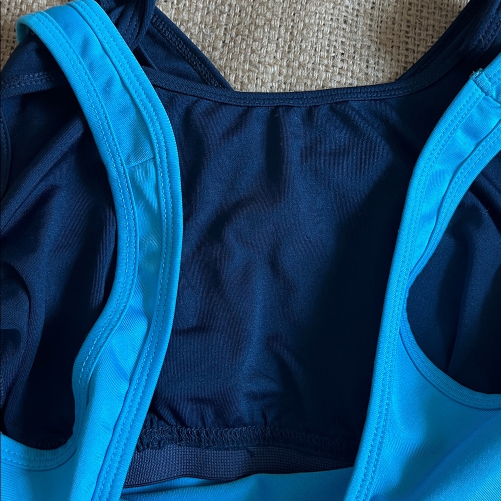 Turquoise Floral Athletic yoga Tank and Royal Blue Top set of 2 long sleeve/tank - Picture 5 of 7